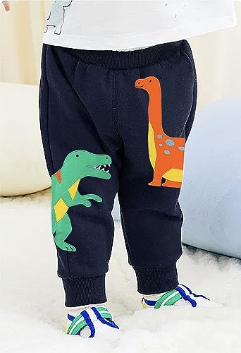 TCWWBB Boys Sweatpants Dinosaur Cotton Casual Jogging Drawstring Pants Kids Sports Trousers Jogger Bottoms Age 2-3 Years