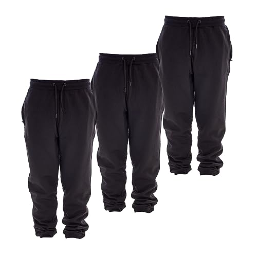 Keanu 3 Pack Regular Fit Kids Joggers - Super Soft Jogging Bottoms with Brushed Fleece Lining - Lounge Pants Gym Joggers Boys Girls School Uniform - Kids Sizes 5-14 Years (Black Pack, 7-8 Years)