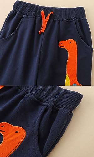 TCWWBB Boys Sweatpants Dinosaur Cotton Casual Jogging Drawstring Pants Kids Sports Trousers Jogger Bottoms Age 2-3 Years