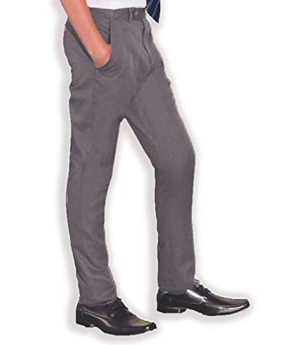 Ages 9-16 - Boys Slim Fit School Trousers Black Charcoal Grey Skinny Leg School Trousers Adjustable Waist 24"-40"