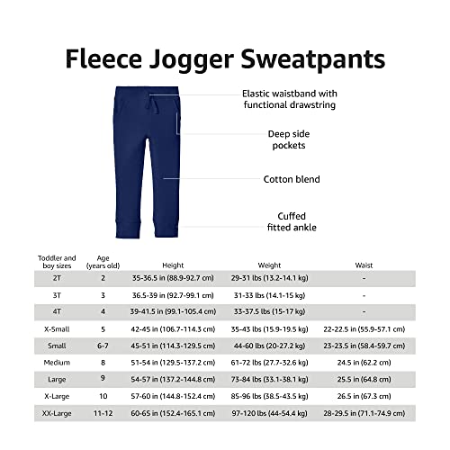Amazon Essentials Boys' Fleece Jogger Sweatpants, Navy, 8 Years