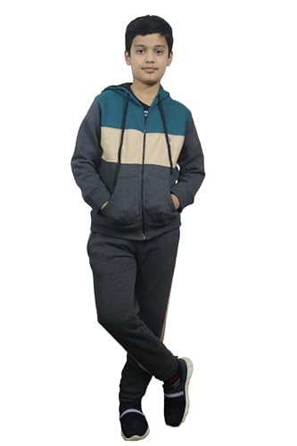 Bahob® Boys Tracksuit 2pcs Fleece Unisex Activewear Tracksuit Set Hoodie and Joggers Set Zip Up Hoodie & Bottom Jogging Suit 5-14 Years (BZTS-61-B 11-12 Years)