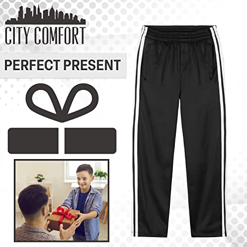 CityComfort Kids Joggers Training Trousers Boys Tracksuit Bottoms Teenagers Jogging Pants (Black, 13-14 Years)