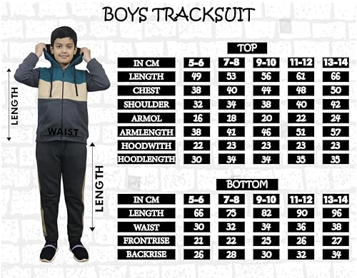 Bahob® Boys Tracksuit 2pcs Fleece Unisex Activewear Tracksuit Set Hoodie and Joggers Set Zip Up Hoodie & Bottom Jogging Suit 5-14 Years (BZTS-61-B 11-12 Years)