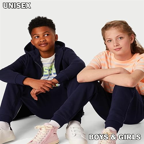 Keanu 3 Pack Regular Fit Kids Joggers - Super Soft Jogging Bottoms with Brushed Fleece Lining - Lounge Pants Gym Joggers Boys Girls School Uniform - Kids Sizes 5-14 Years (Black Pack, 7-8 Years)