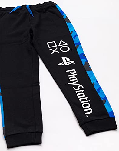 Playstation Lounge Pants For Boys | Kids Blue Black Drawstring Camo Pyjamas Trouser Joggers | Game Console Pjs Merchandise Gifts 9-10 Years