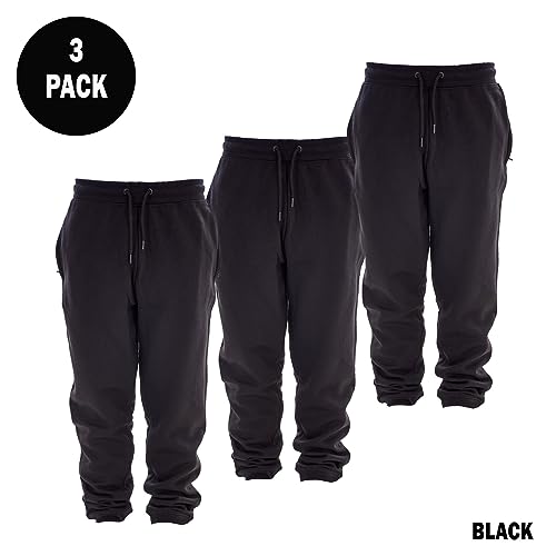 Keanu 3 Pack Regular Fit Kids Joggers - Super Soft Jogging Bottoms with Brushed Fleece Lining - Lounge Pants Gym Joggers Boys Girls School Uniform - Kids Sizes 5-14 Years (Black Pack, 7-8 Years)