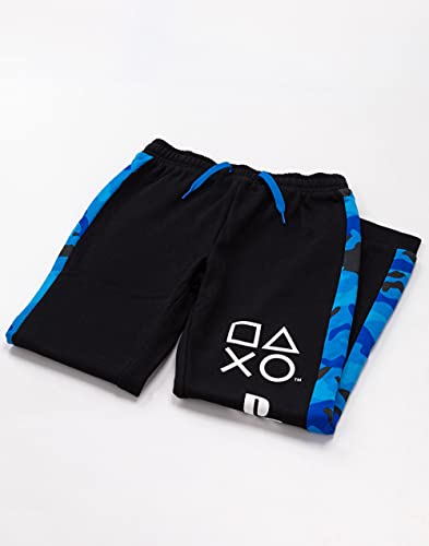Playstation Lounge Pants For Boys | Kids Blue Black Drawstring Camo Pyjamas Trouser Joggers | Game Console Pjs Merchandise Gifts 9-10 Years