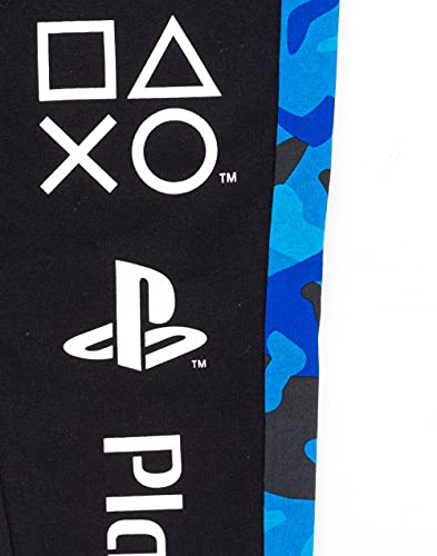 Playstation Lounge Pants For Boys | Kids Blue Black Drawstring Camo Pyjamas Trouser Joggers | Game Console Pjs Merchandise Gifts 9-10 Years