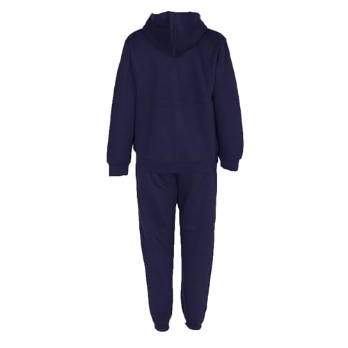 NOROZE Kids Unisex Contrast Fleece Gym Sports Joggers Full Tracksuit Set Boys Girls Hoodie casual loungewear loose-fit sweatpants Ribbed cuffs (Navy/Red, 7-8 Years)