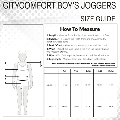 CityComfort Kids Joggers Training Trousers Boys Tracksuit Bottoms Teenagers Jogging Pants (Black, 13-14 Years)