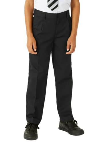 Boys School Trousers Regular FIT School Uniform Black/Grey/Charcoal/Navy 2-18 Years (Black, 17-18 Years)