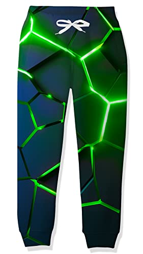 Goodstoworld Lava Tracksuit Bottoms Kids Boys Trousers 3D Green Cool Joggers Sweatpants Girls Jogging Bottoms Teen Tracksuit Children Youth Pants, 6-7 Years