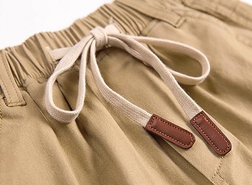 YoungSoul Boys Joggers Pants Casual Drawstring Elastic Slim Fit Kids Cargo Trousers Khaki 11-12 Years/Size 160