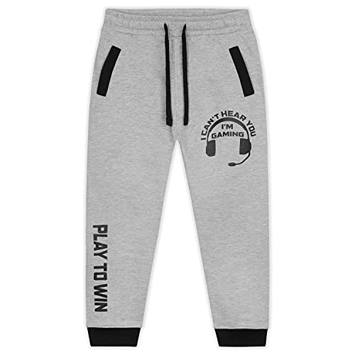 CityComfort Boys Tracksuit Bottoms Kids Joggers Gaming Gifts (Grey, 7-8 Years)