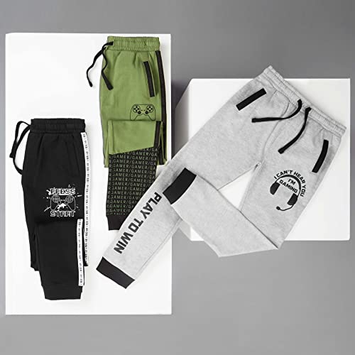 CityComfort Boys Tracksuit Bottoms Kids Joggers Gaming Gifts (Grey, 7-8 Years)