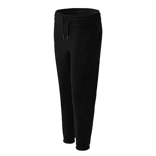 Boys Girls Children Kids School Jog Pants Sports Games Fleece PE Joggers Trouser Jogging Tracksuit Bottoms Regular fit 5-14 Years (11-12 Years, Black)