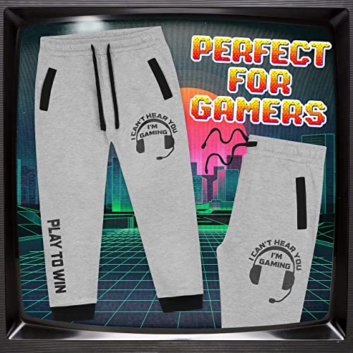 CityComfort Boys Tracksuit Bottoms Kids Joggers Gaming Gifts (Grey, 7-8 Years)