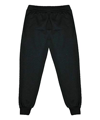 Kids Fleece Jogging Bottoms Boys Girls Sports PE Joggers Children Unisex Casual Fleece Pull On Trousers School Play Tracksuit Classic Bottom Soft Jog Pants (Black, 13-14 Years)