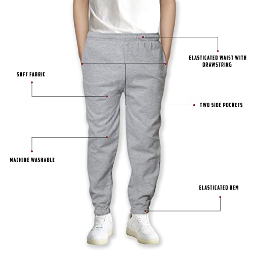 D&H CLOTHING UK Kids Boys Girls Fleece Jogging Bottom Childrens Jogger PE School Jog Pants Tracksuit Bottoms Sweatpants 9 to 11 Grey