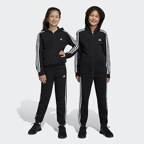 adidas Essentials 3-Stripes Fleece Joggers – Unisex Children's Trousers Black/White