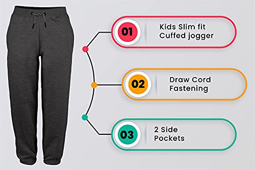 Gift Hub Boys Joggers - Active Foot Wear for Boys/Versatile Boys Black Joggers/Comfortable and Breathable Joggers for Kids for Everyday Use Black 11 to 12 Years