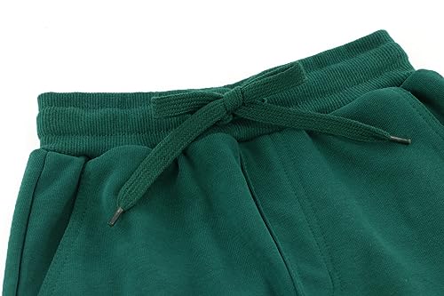 BINIDUCKLING Boys Girls Plain Joggers, Drawstring Tracksuit Bottoms Classic Elasticated Cuff Jogging Pants Kids Casual School Trousers for PE Sports and Games (Green,160/10-12Years)