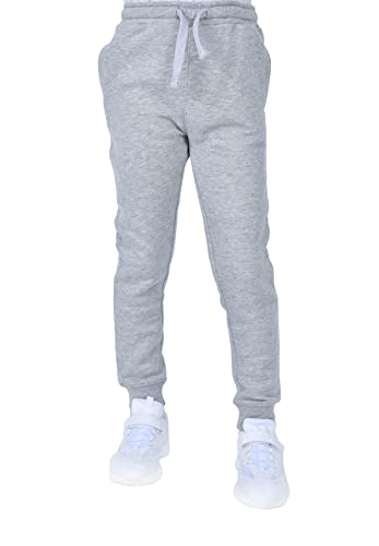 M17 Kids Boys Slim Leg Fleece Jogging Bottoms Casual Pants School PE Sports Trousers Joggers with Pockets - Grey Marl - (9 to 10 Years)
