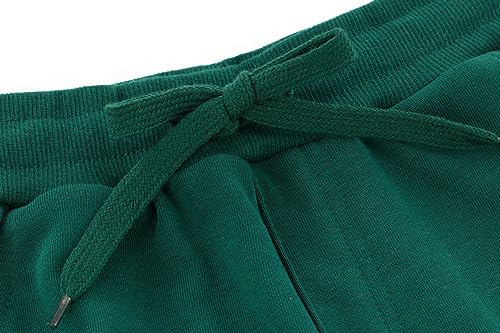 BINIDUCKLING Boys Girls Plain Joggers, Drawstring Tracksuit Bottoms Classic Elasticated Cuff Jogging Pants Kids Casual School Trousers for PE Sports and Games (Green,160/10-12Years)
