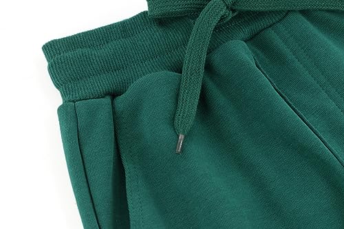 BINIDUCKLING Boys Girls Plain Joggers, Drawstring Tracksuit Bottoms Classic Elasticated Cuff Jogging Pants Kids Casual School Trousers for PE Sports and Games (Green,160/10-12Years)