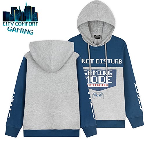 CityComfort Boys Tracksuit, Gaming Boys Hoodies and Joggers 5 to 16 years (Blue/Grey, 13-14 Years)