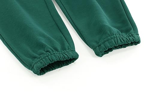 BINIDUCKLING Boys Girls Plain Joggers, Drawstring Tracksuit Bottoms Classic Elasticated Cuff Jogging Pants Kids Casual School Trousers for PE Sports and Games (Green,160/10-12Years)