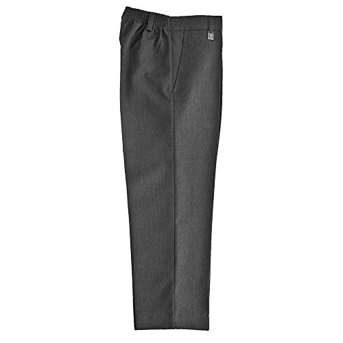 Zeco Half Elastic Standard Fit School Trousers, Grey Age 7-8, 23-24in/58-61cm Waist, 30in Outer Leg.