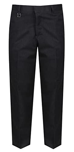 Extra-Generous Fit Boys School Trousers Plus Size Elasticated Waist Sturdy Fit 28-40" Waist XS - 5XL Sturdy Fit - Black Grey