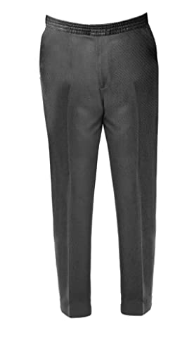 L S U Boys Full Elasticated Pull Up Generous Fit Trousers Plus Fit All Around Elastic Sturdy Plus Size School Trousers (as8, Age, 11_Years, 12_Years, Plus, Grey)