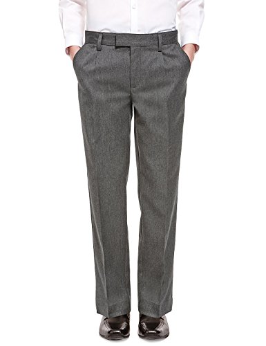 EX M&S Boys Regular/Slim Fit Black Grey Charcoal Navy School Trousers Adjustable Waist 2-16 Yrs