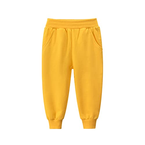 imKutie Toddler Boys Kids Cotton Pants Elastic Waist Joggers Tracksuit Trousers Casual School Trousers Bottoms for 1-9 Years Old Yellow