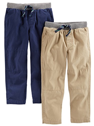Simple Joys by Carter's Baby Boys' 2-Pack Pull On Pant, Light Khaki Brown/Navy, 3 Years (Pack of 2)