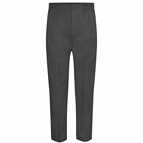 Listers Schoolwear Boys All Around Fully Elasticated Easy Dressing Pull Up School Trousers - Grey Black Navy - All Around Pull On Comfort Fit 2-16 Years