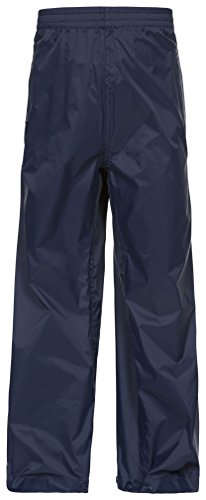 Trespass Qikpac Pant, Navy, 7/8, Compact Packaway Waterproof Trousers with 3 Pocket Openings Kids Unisex, Age 7-8, Blue