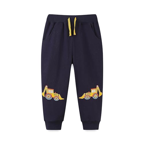 TCWWBB Boys Trousers Cotton Digger Pattern Sweatpants School Jogging Tracksuit Harem Pants with Pockets for Kids Age 3-4 Years