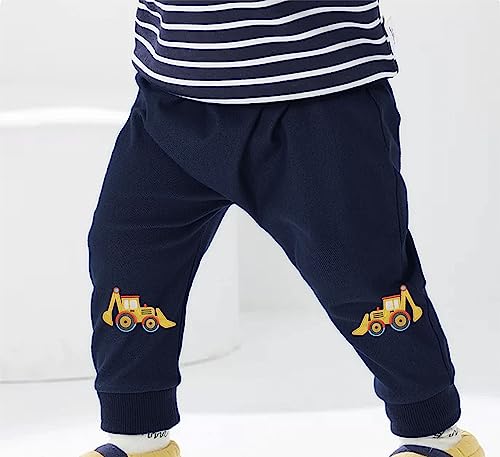 TCWWBB Boys Trousers Cotton Digger Pattern Sweatpants School Jogging Tracksuit Harem Pants with Pockets for Kids Age 3-4 Years