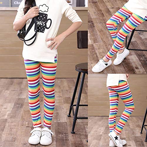 Auranso Girls Leggings 3 Pack Toddler Girl Floral Pattern Stretchy Leggings Kids Full Length Tights Pants 4-5 Years