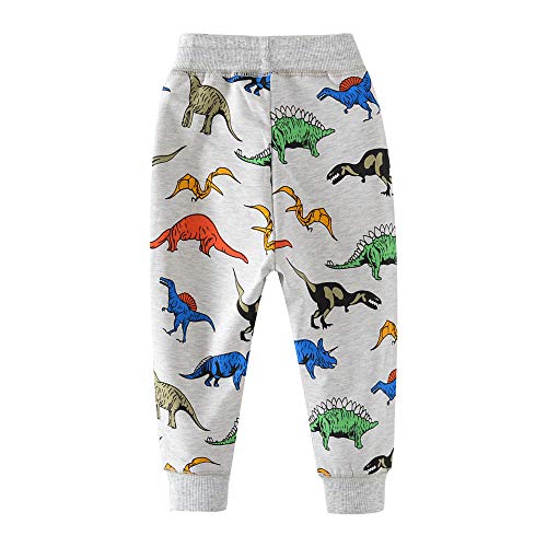 Little Hand Boys Sports Trousers Dinosaur Cotton Drawstring Pants Toddler Jogging Bottoms Sweatpant Age 5-6 Years