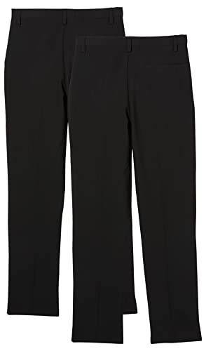 17/18 2pk Boys School Trousers (17.18 Years, Black)