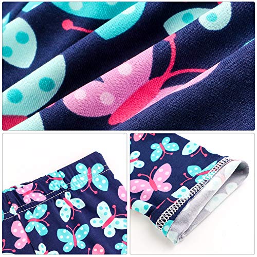 Auranso Girls Leggings 3 Pack Toddler Girl Floral Pattern Stretchy Leggings Kids Full Length Tights Pants 4-5 Years