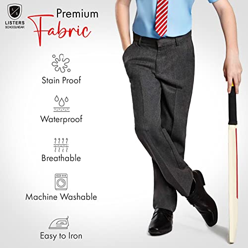 Listers Schoolwear Boys Pull Up School Elasticated Trousers Black Grey Navy Age 2 3 4 5 6 7 8 9 10 11 12 13 14 15 16 Years