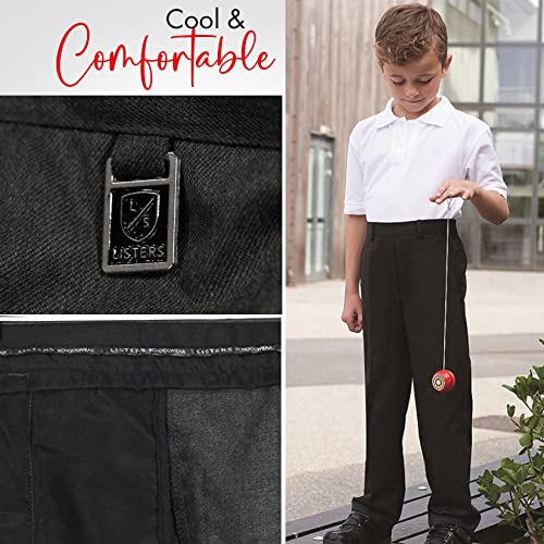 Listers Schoolwear Boys Pull Up School Elasticated Trousers Black Grey Navy Age 2 3 4 5 6 7 8 9 10 11 12 13 14 15 16 Years