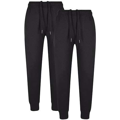 A2Z 4 Kids Girls Boys Fleece Jogging Bottoms PE School Jogger - Fleece Trouser 355 Black 2 Pack 13