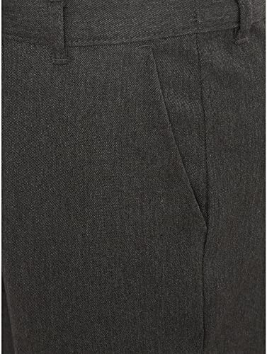 2PK Boys Adjustable Waist Regular Fit School Trousers Black Charcoal Grey Navy Blue 3-18 Years